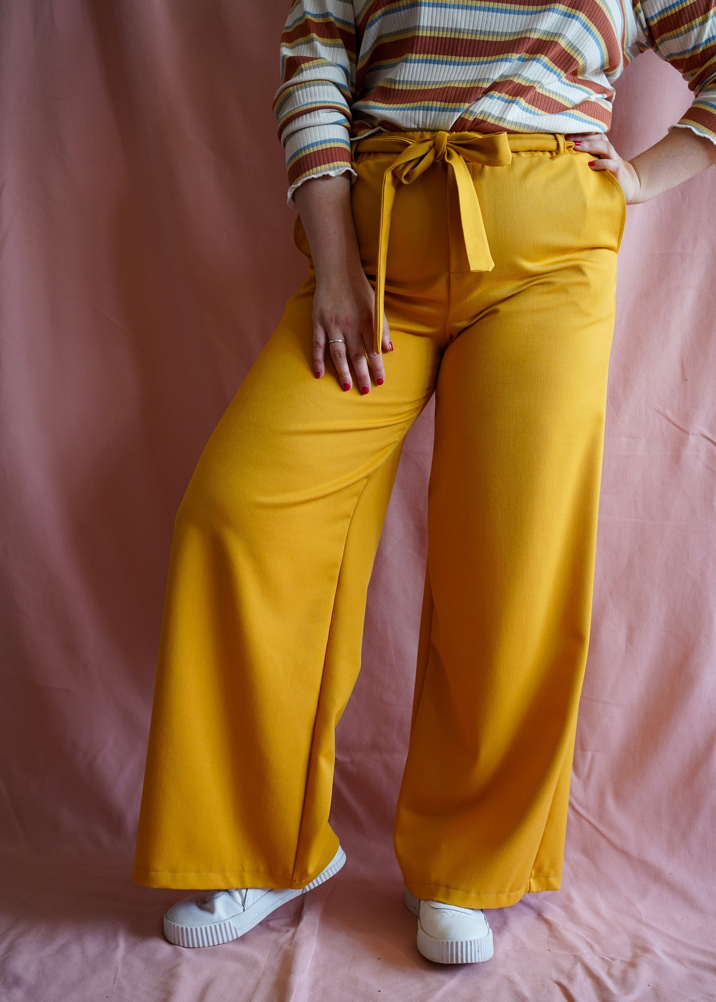 Sanne (yellow) pull-on wide leg pantalon