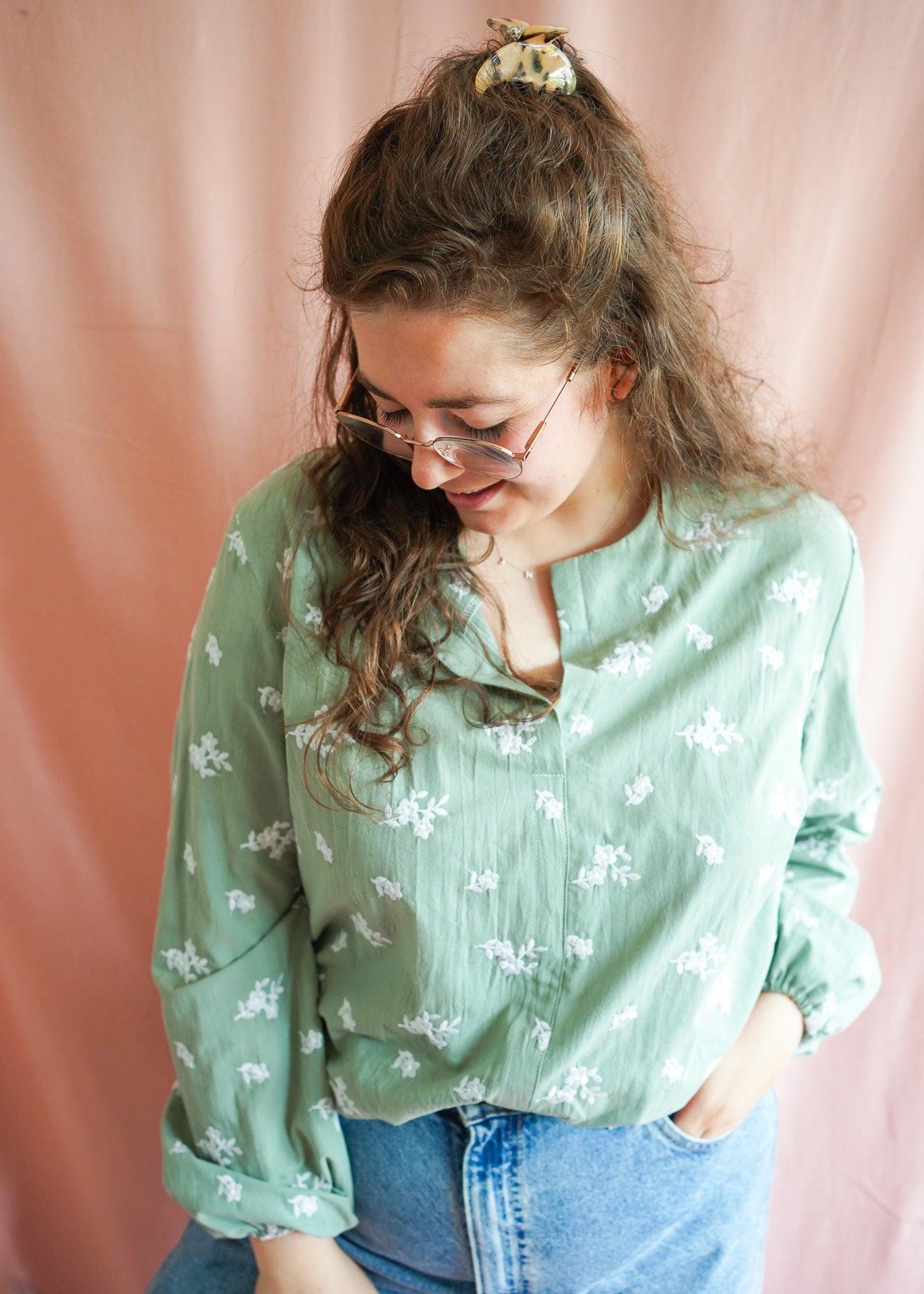 Sophie (green broderie) blouse