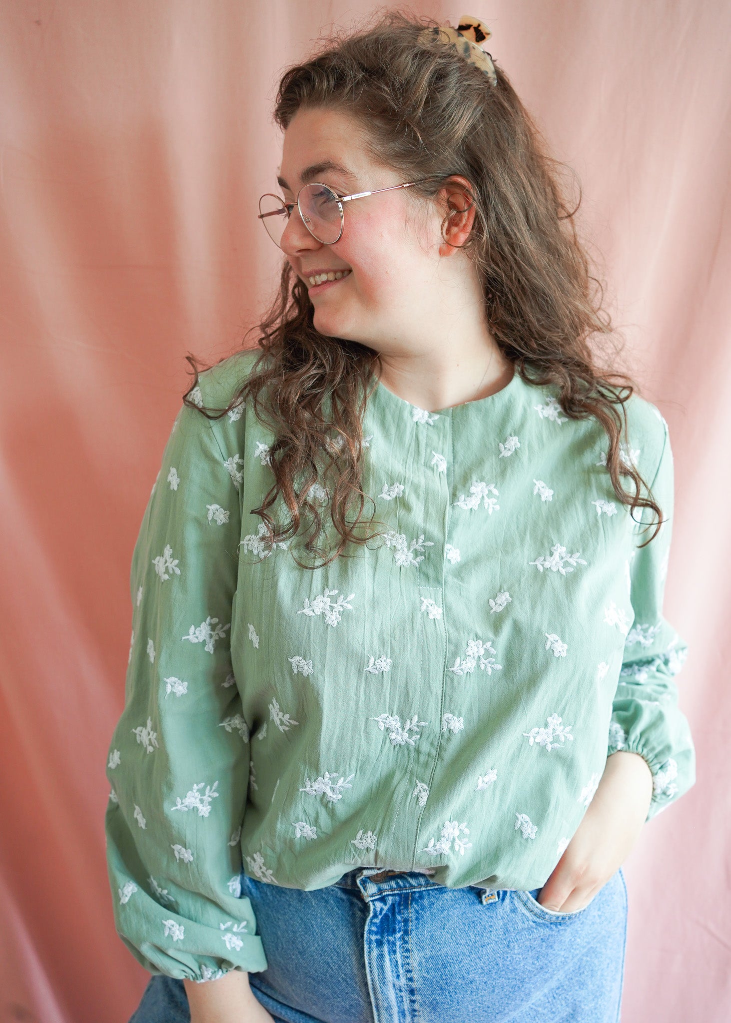 Sophie (green broderie) blouse